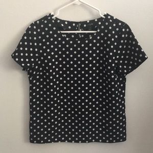 🔥🔥 J Crew Navy/White Polka dot top Size S